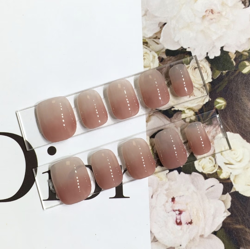 Minimalist, Versatile, and Brightening Nude Gradient Nails – Finished Product