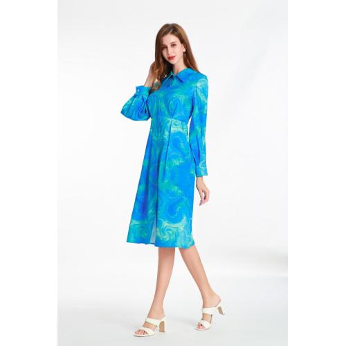 Shirt-style Long Sleeve Printed Dress