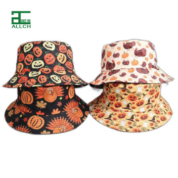 Custom Funny Pumpkin Printed Fisherman Hat for Summer Outdoor Fun