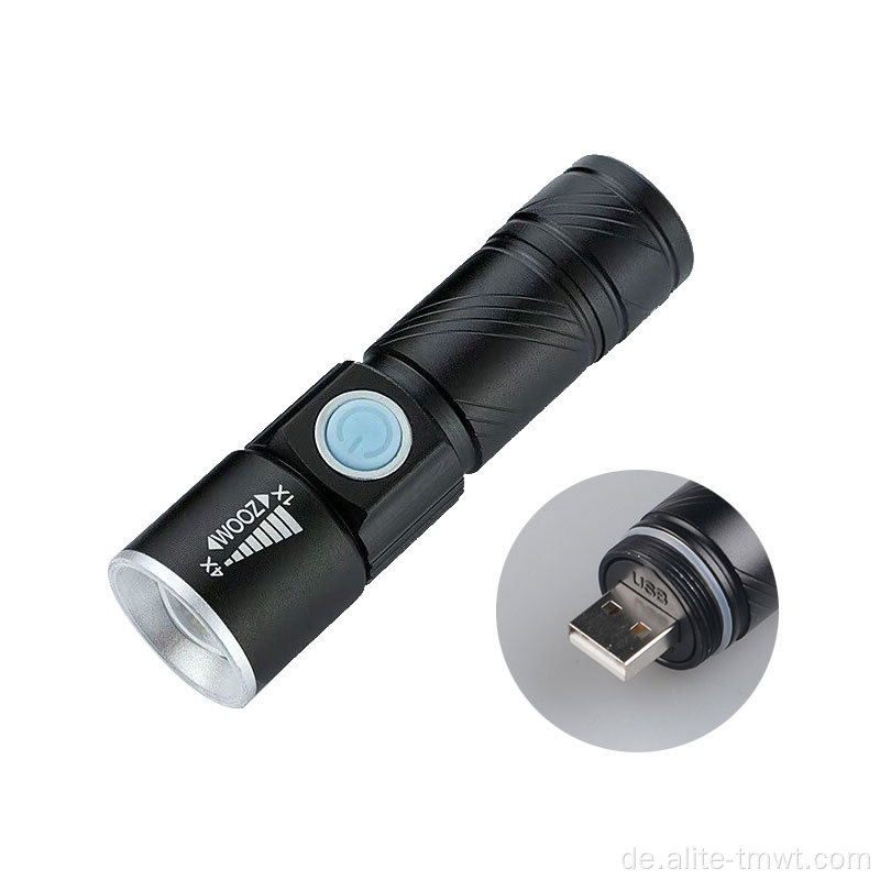 Aluminiumlegierung kleiner Fackel USB -Taschenlampe Taschenlampe