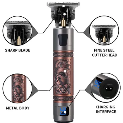 Portable Tiger Skull Dragon USB Rechargeable Hair Trimmer: A Stylish Barber Solution