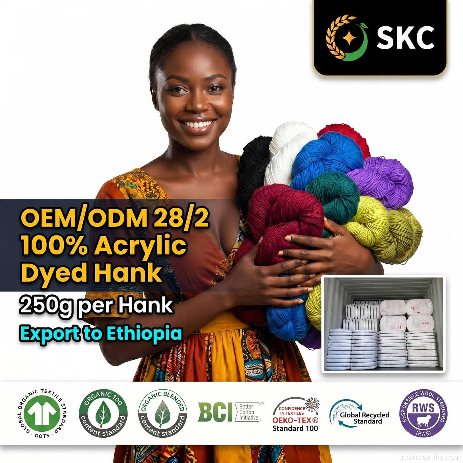 OEM/ODM Sert 28/2 %100 Akrilik Şönil Filament İplik