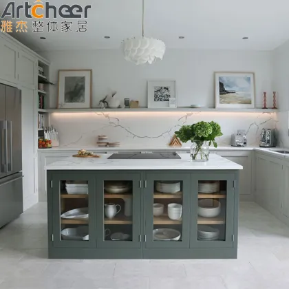 Moveable Kitchen Island with Drawers and Stone Top