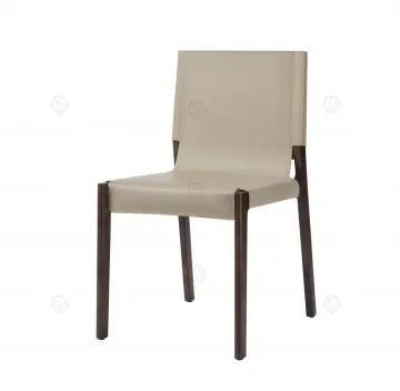 Khaki saddle leather armless dining chairs