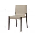 Khaki saddle leather armless dining chairs