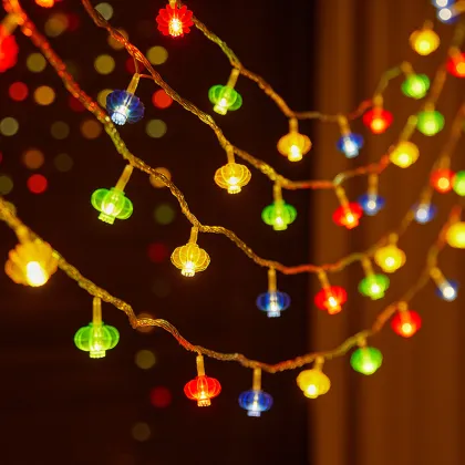 Traditional Chinese Red Lantern LED String Lights for New Year Festivities