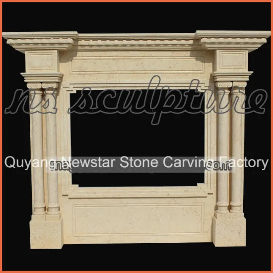Column Style Beige Marble Fireplace Mantel / Fireplace Surroundmf1711