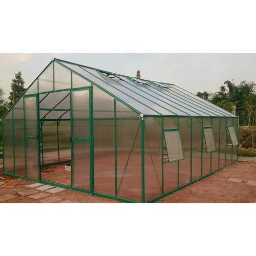 Aluminum greenhouse with polycarbonate covering