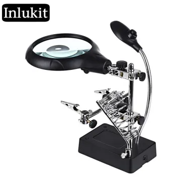 5 LED Light 10X Magnification Auxiliary Clip-On Magnifier with Magnifying Glass