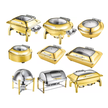 Luxury Gold Wedding Buffet Set: Stainless Steel Brass Chafing Dish Food Warmer