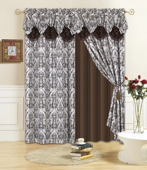 2 Pc Curtain Panel Set with Attached Valance