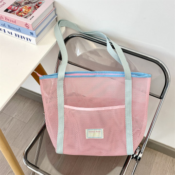Recycled Cute Pink Beach Tote Bag With Compartments