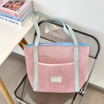 Recycled Cute Pink Beach Tote Bag With Compartments