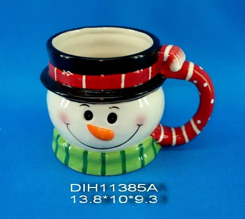 Hand-Painted Ceramic Snowman Mug for Christmas Decoration