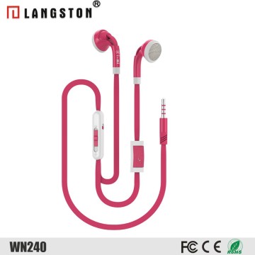 Langston Flat Wire Earbuds with MIC Volume Control for Samsung Galaxy S4, iPhone, HTC, Xiaomi