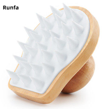 Professional Wooden Hair Scalp Care Brush with Soft Silicone Bristles: Effective Solution for Dandruff Removal and Promoting Healthy Hair Growth