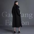 Cashmere coat with black lapel design