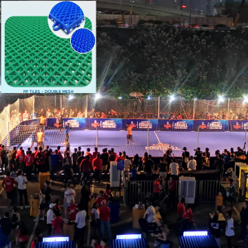 Suspended Interlocking Tiles for Multi-Sports Courts: Tennis, Basketball, Badminton