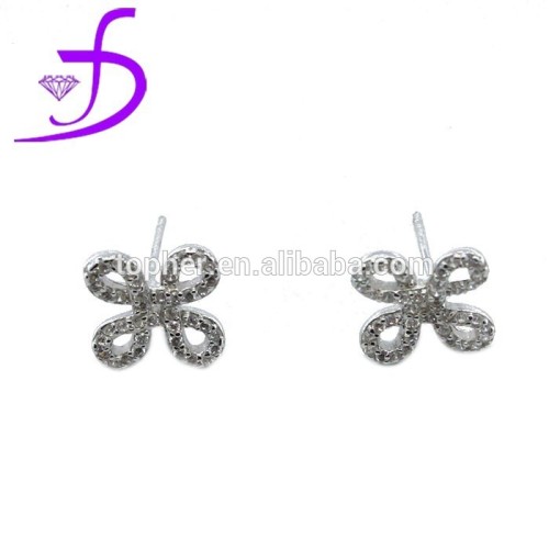 classical silver 925 white CZ earring studs