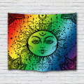 Sun Face Kleurrijke wandtapijten Mandala muur opknoping Indische Hippie Boheemse psychedelische Mystieke wandtapijten Home Decro