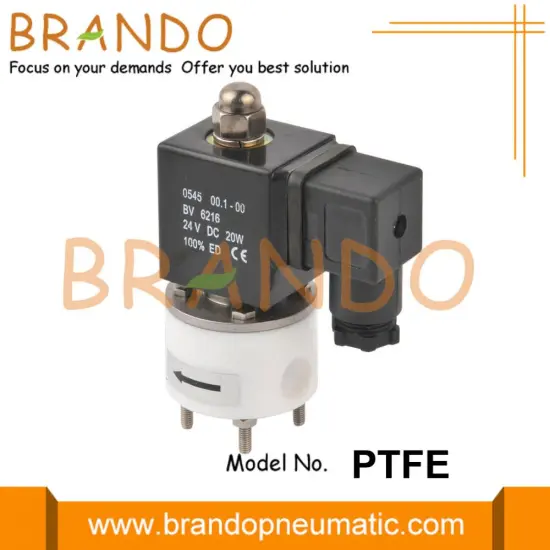 Anti Corrosion PTFE Solenoid Valve 3/8'' 24VDC 220VAC
