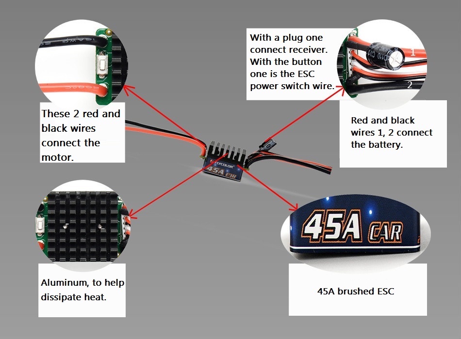45a Reversible Speed Control Rc Car Brushed Esc, High Quality 45a ...