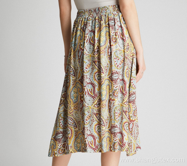 Linen print of women skirt