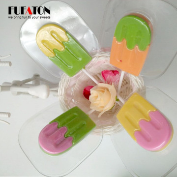 Delicious hand decorated cartoon chocolate ice cream lollipop candy