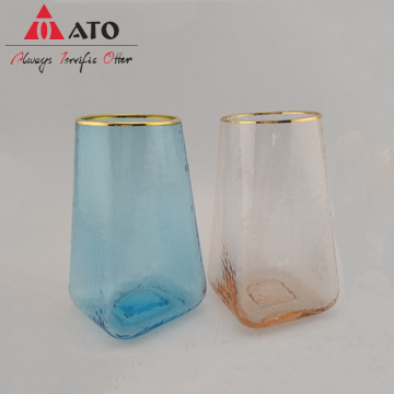 Unique Crystal Diamond Solid glass cup gold rim