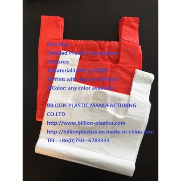 Plastic Disposable T-Shirt Poly Bag Handle Bag