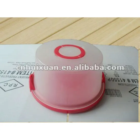 Clear plastic bread box with lid/ Plastic reusable cake containers/Larger round cake box with handle