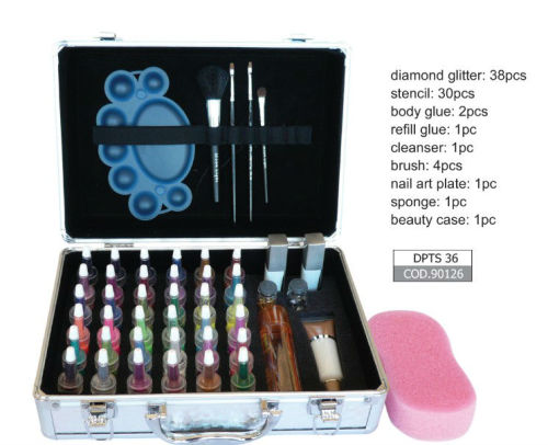 Sparkle Glitter Tattoo Kit 38 Colors 42pcs Tattoo Stencil Glitter Diamond Tattoo Kits