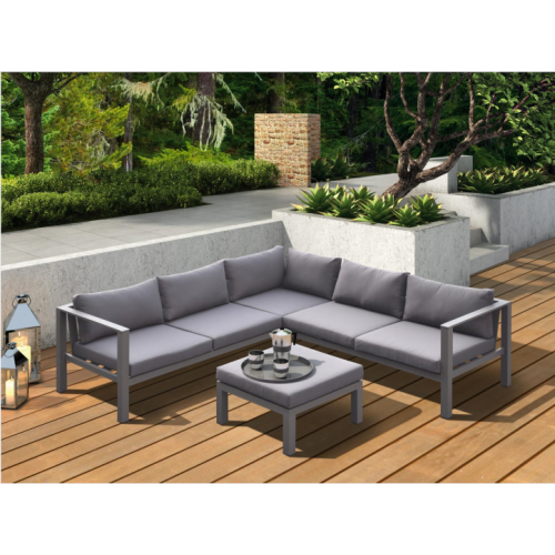 Set sofa aluminium abu -abu gelap