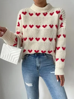 Stand Collar Pullovers Long Sleeve women sweater