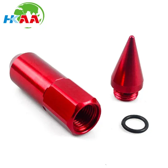 CNC machining red anodized aluminum racing extended wheel nut with spike
