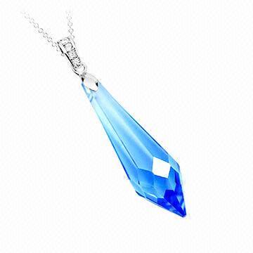 Rhodium-plated Pendant, Decorated with Swarovski Crystal