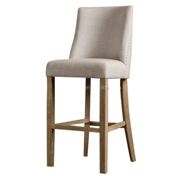 Professional Factory-Made Simple Design Wooden Frame Upholstery Barstool