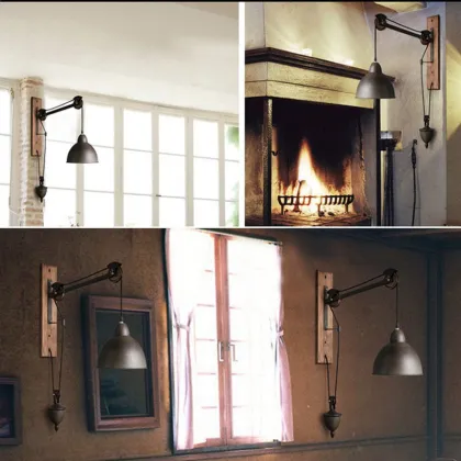Industrial Nordic Bedroom Wall Scone Light - American Retro Foldable Arm Fixture
