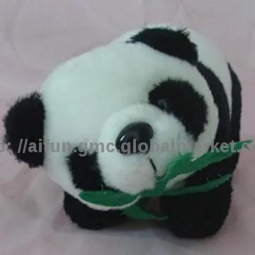 Chinese Panda eating bamboo plush toys, OEM / ODM acceptable.