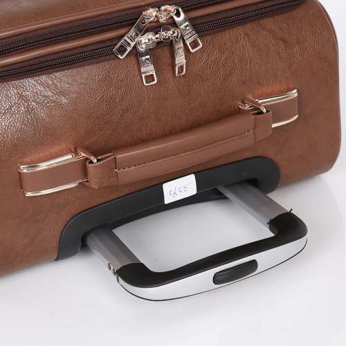 PU leather brown carry-on travel luggage