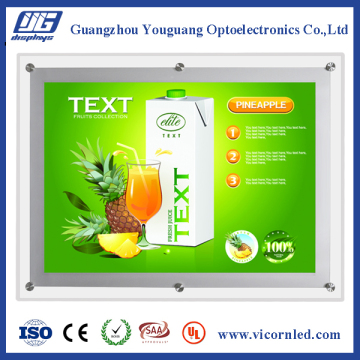 Super slim 7mm thick frameless Indoor application Single side LED Crystal light box
