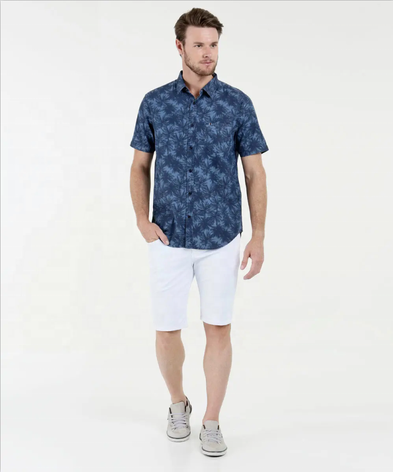 Short sleeve print 100% cotton shirts for men