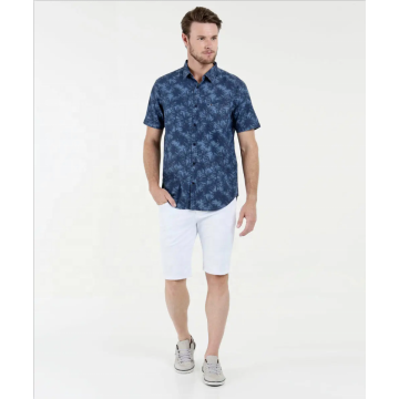 Short sleeve print 100% cotton shirts for men