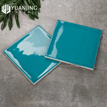 150x150mm Glossy Green Glazed Porcelain Tiles for Kitchen and Bathroom Walls