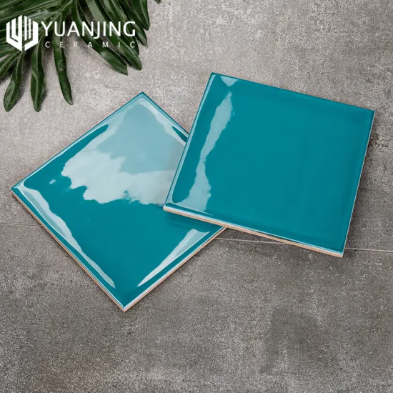 150x150mm Glossy Green Glazed Porcelain Tiles for Kitchen and Bathroom Walls