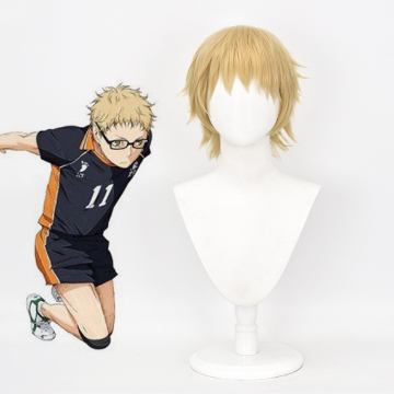 Wholesale Synthetic Short Golden Wig for Men - Kei Tsukishima Cosplay Wig from Haikyuu!!