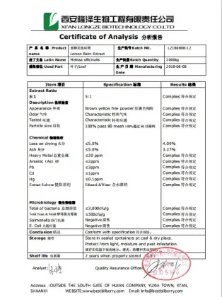 Melissa officinalis leaf extract