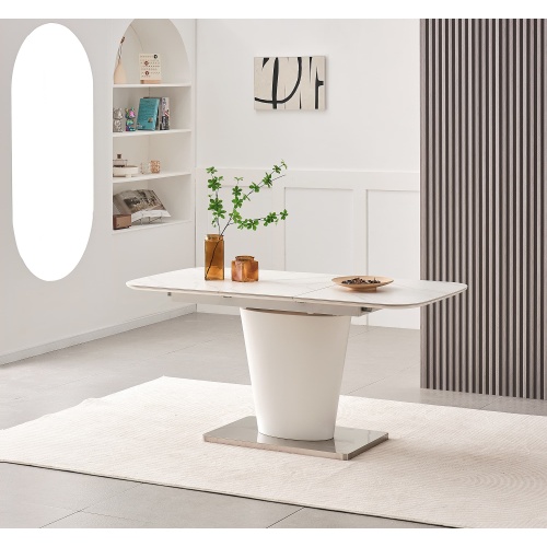 Mesa de comedor de cerámica ampliable operada de una sola mano