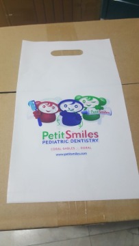 customized PE material die cut bag plastic shopping bag make in china with own design