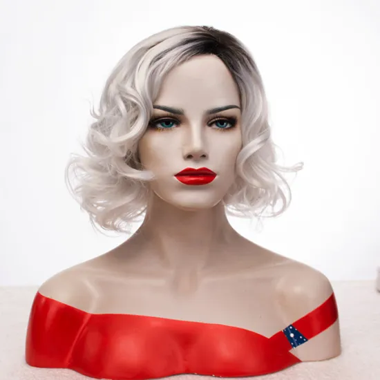 Wholesale price omber black light blonde color hair end natural wave  wig 8 inch heat resistant synthetic hair wigs for women